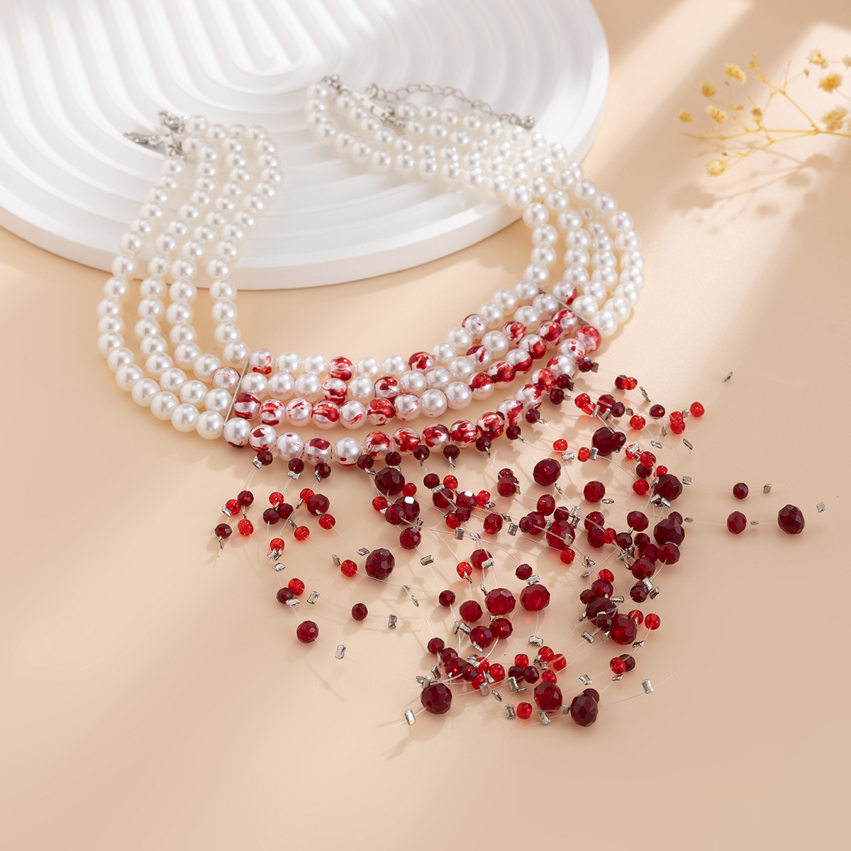 European and American cross-border accessories, Gothic style pearl necklace, choker Halloween blood drop tassel crystal collarbone chain Application Scenario
