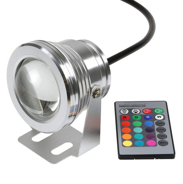 LED high-power outdoor focused waterproof spotlights, seven-color color-changing underwater lights, swimming pool lights, landscape lights, lawn lights full figure