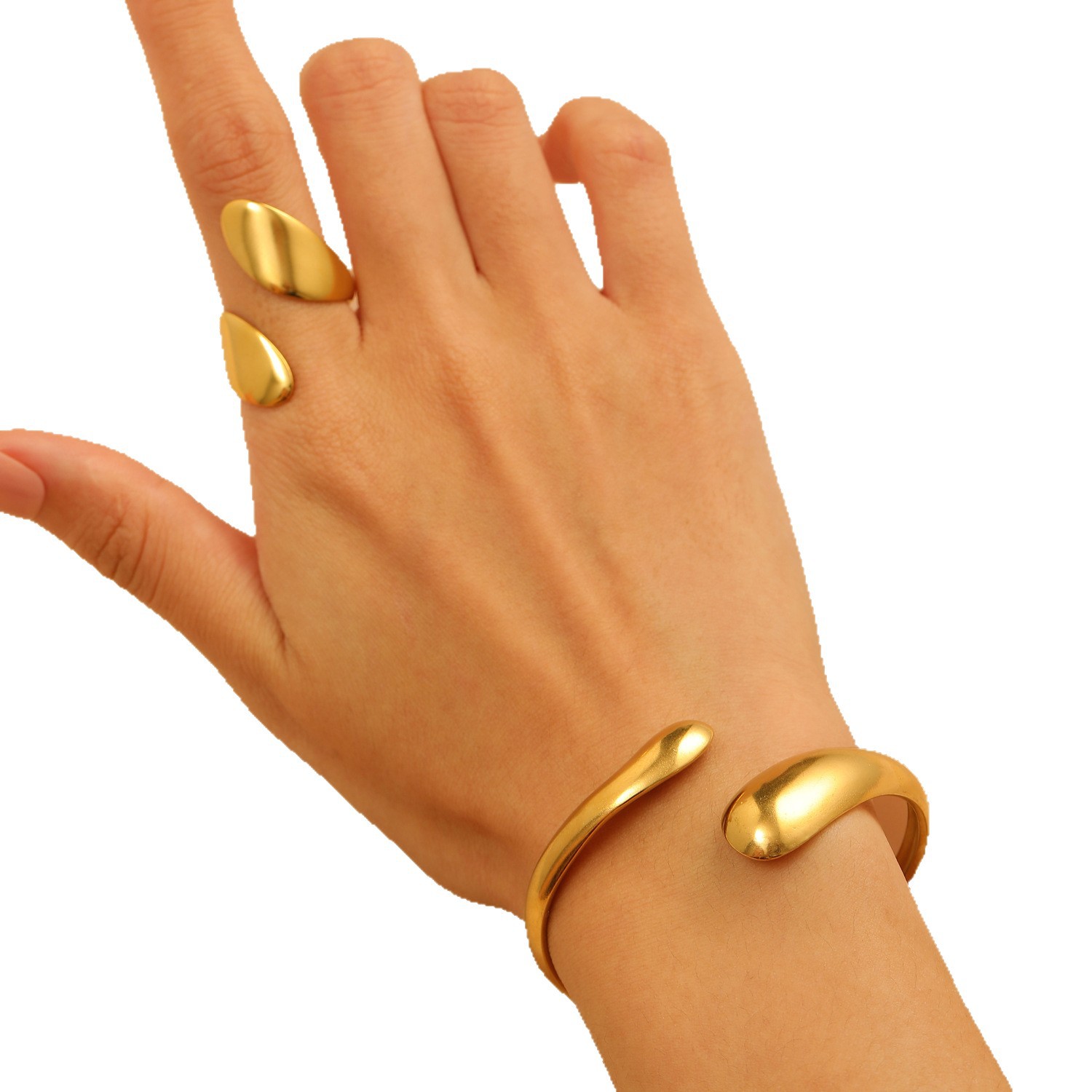 European and American cross-border jewelry, stainless steel bracelets, rings, sets of jewelry and bracelets, women's niche designs, light luxury and high-end feel Item Picture