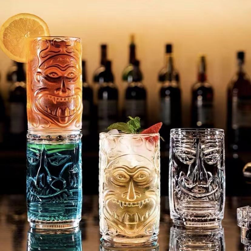 Creative tiki cocktail cup, Tiki cup, Ghost face juice cup, cold drink glass cup, smoothie cup, idol cup, zombie cup details Picture