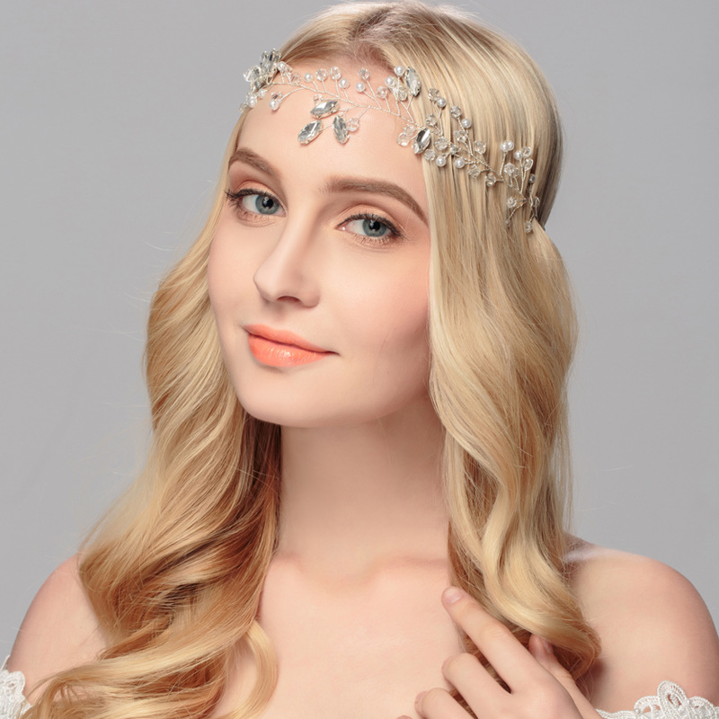 European and American style accessories, hair bands, water diamonds, pearls, wedding accessories, handcrafted bride hair bands, factory direct sales full figure