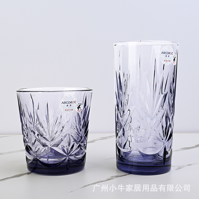 Gaonuo tempered glass cups, European engraved whisky glasses, high-temperature resistant drinking cups, beverage juice cups, restaurants details Picture