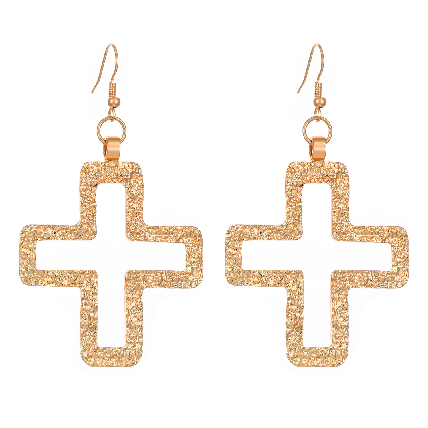 European and American style hollowed-out cross earrings, bracelet and necklace three-piece set, new cross-border Amazon chain jewelry for women Item Picture