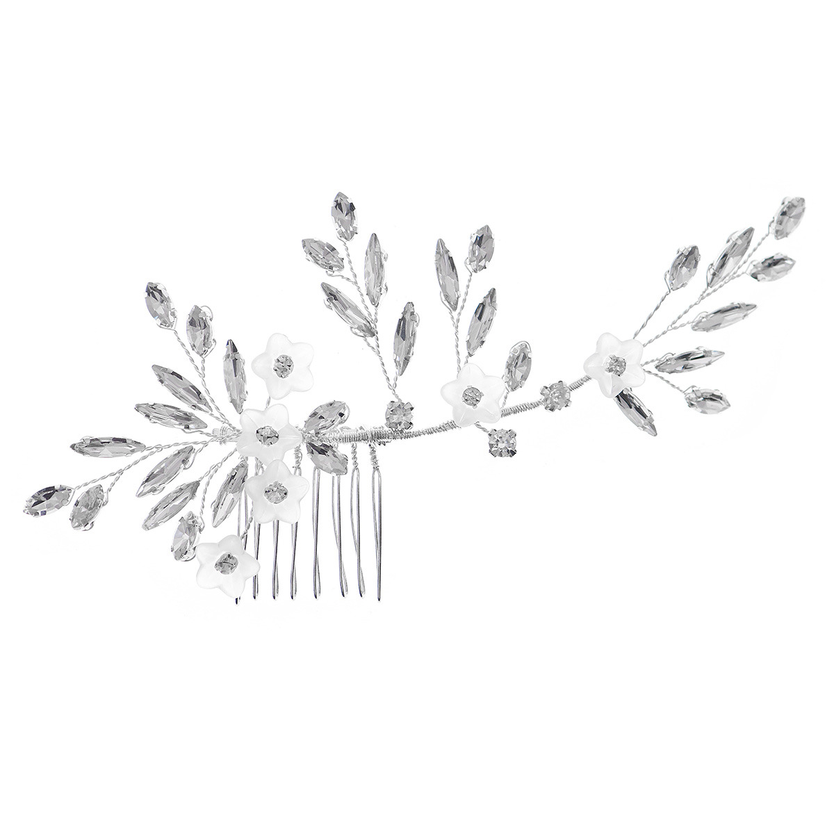 Cross-border headwear, horse's eye water diamond bun, hair comb, retro bride's veil, dress accessories, acrylic flower hair comb for women Item Picture