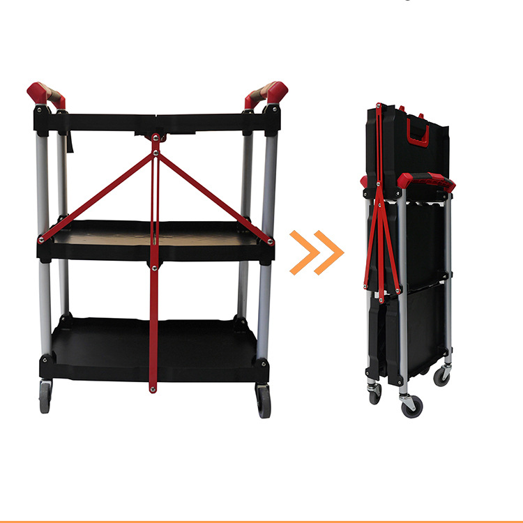 Heavy-duty thickened handcart, transporter, foldable storage, mobile tool cart, warehouse cargo trolley, turnover cart details Picture