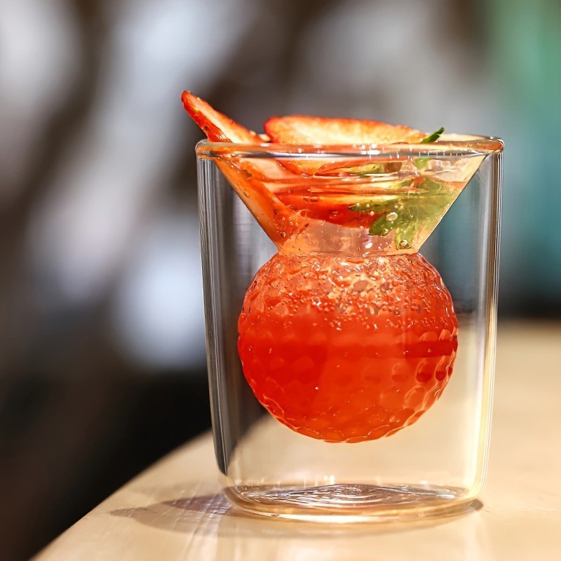 Golf ball double-layer insulated glass, transparent whisky spirits glass, high-end high borosilicate glass Specification drawing