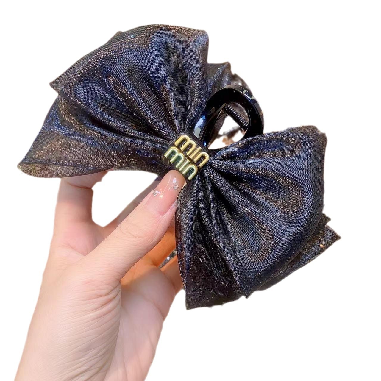 High-end and exquisite organza bow clip, large back hairpin, feminine updo, shark clip accessory Item Picture