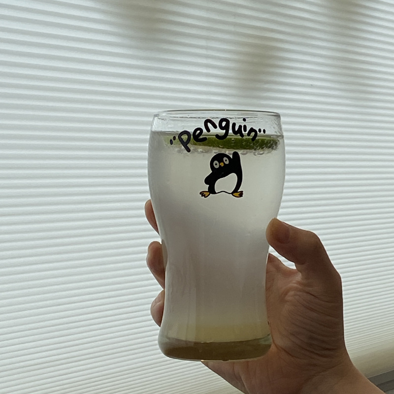 Manmang made cute penguin juice cups, summer Instagram retro beer mugs, large-capacity cold drink cups with big bellies Specification drawing