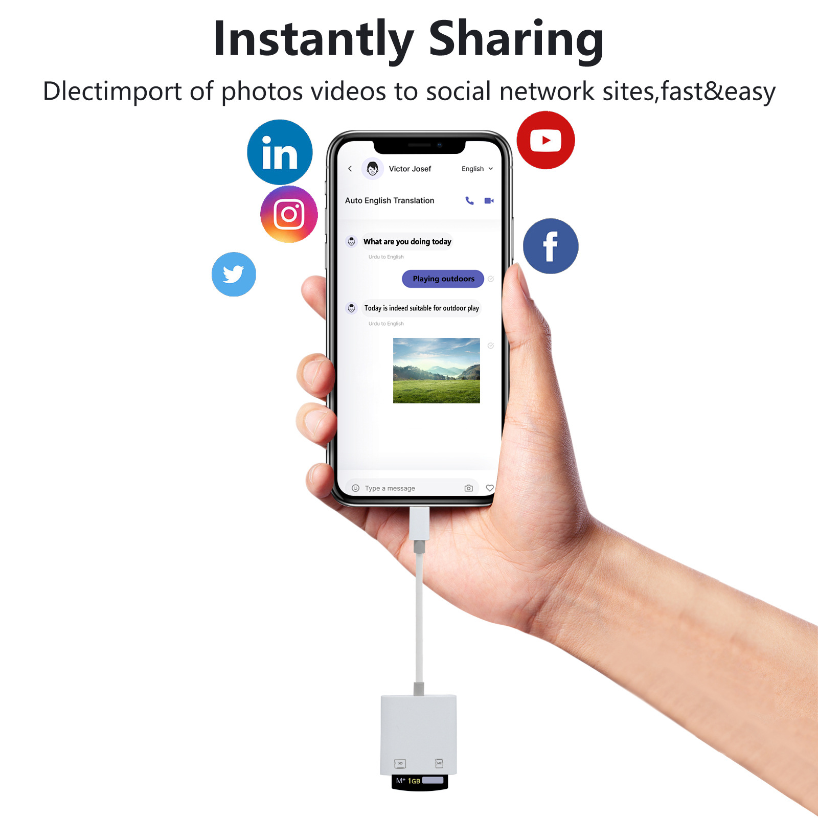 Compatible with Olympus Fujifilm camera XD card, SONY M2 card to Apple 14, 13, 12pro mobile phone card reader Specification drawing