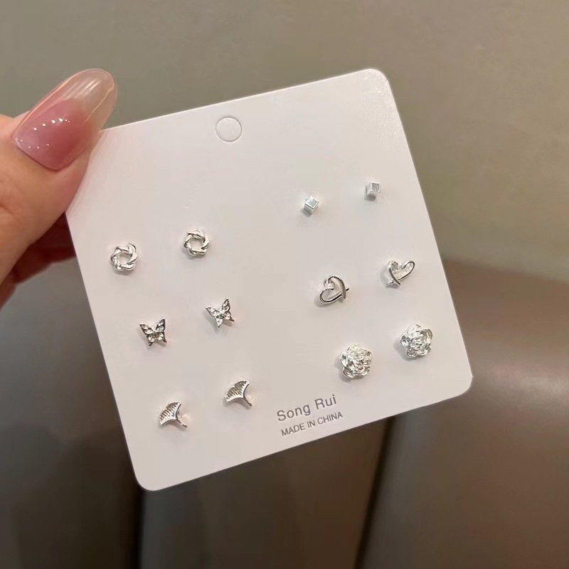 Earrings 2025 Bestseller New ear accessory set combination, women's ear studs, high-end and elegant, niche design sense, butterfly Specification drawing