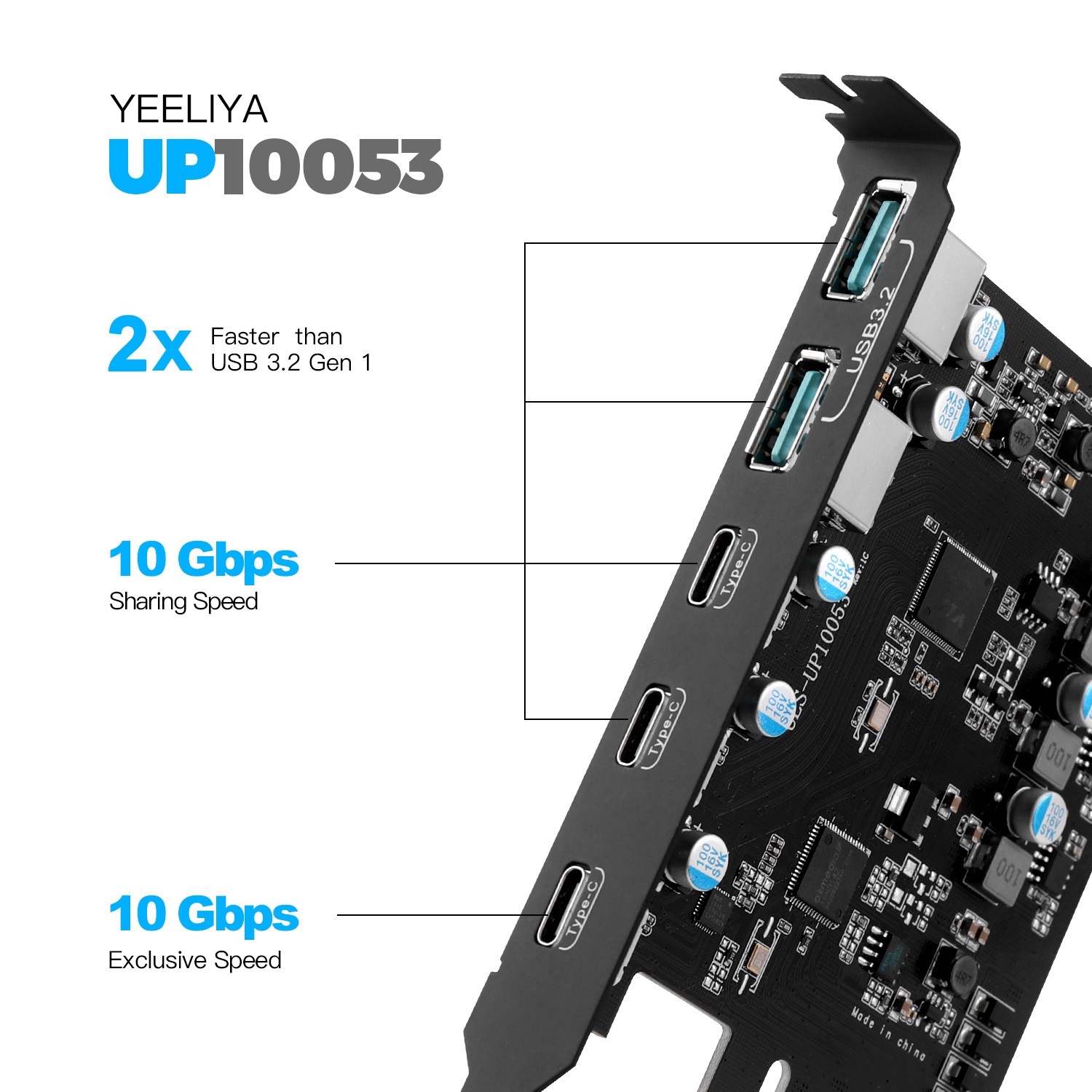 Manufacturer's in-stock Type-C expansion card, USB3.2 driverless desktop computer adapter card, 20Gbps computer graphics card