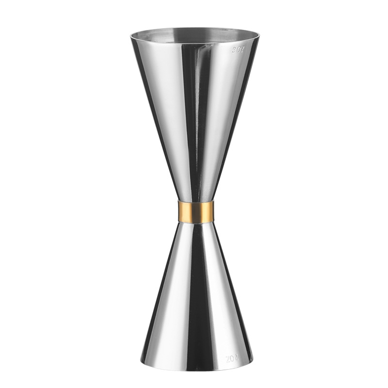 304 stainless steel gold ring double-tipped measuring cup, Japanese ounce cup with engraved measuring glass, 30/60 cocktail mixing glass Item Picture