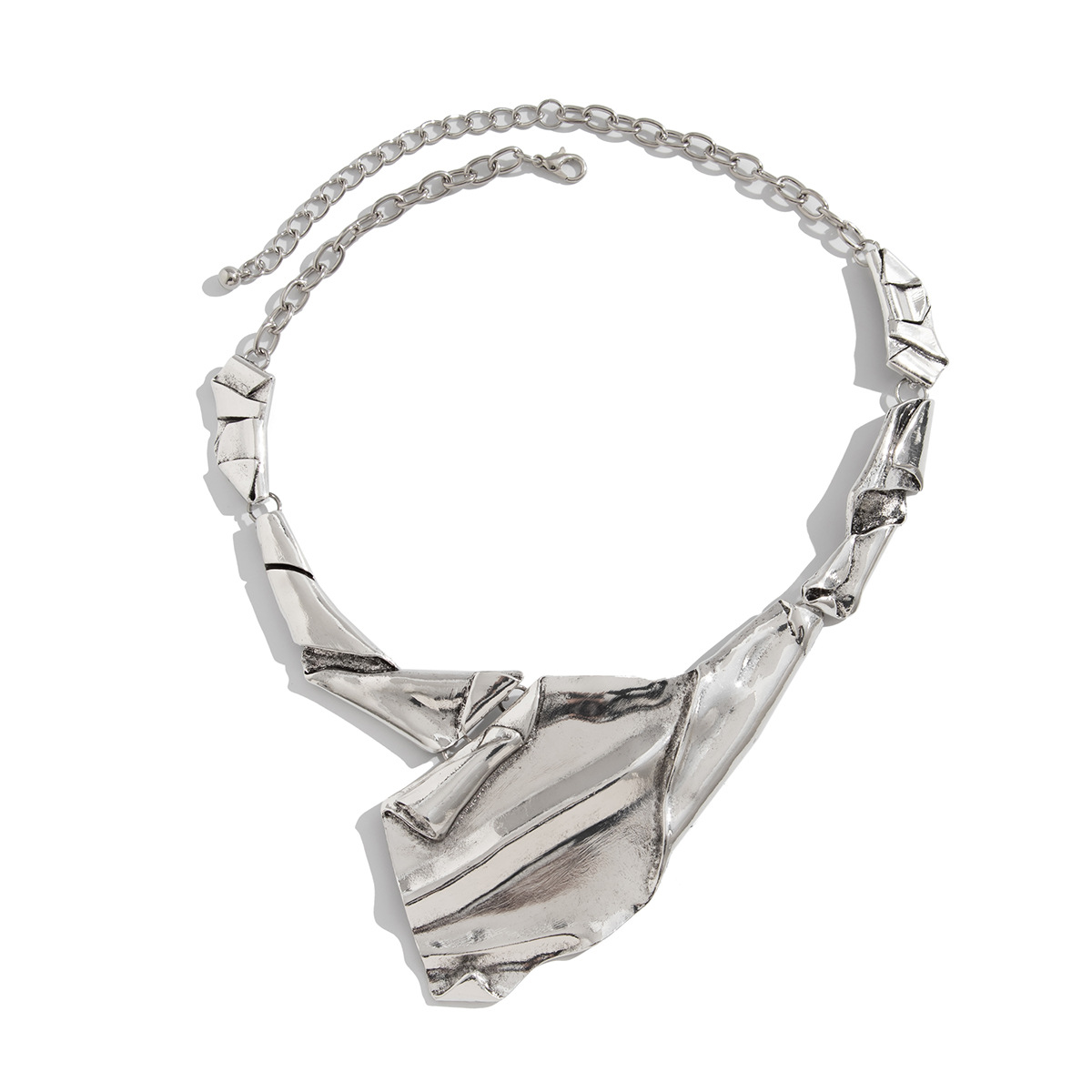 European and American cross-border jewelry, irregular geometric shape Necklace set, exaggerated pleated alloy Necklace Item Picture
