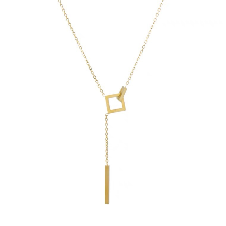 18K gold fashionable and individual necklace, women's inS-style light luxury niche design, high-end titanium steel temperament collarbone chain trend Item Picture