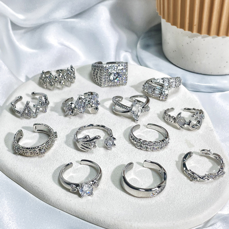 Fashionable and elegant, light luxury, zircon open ring for women, niche design sense, versatile, exquisite and individual, trendy index finger ring details Picture