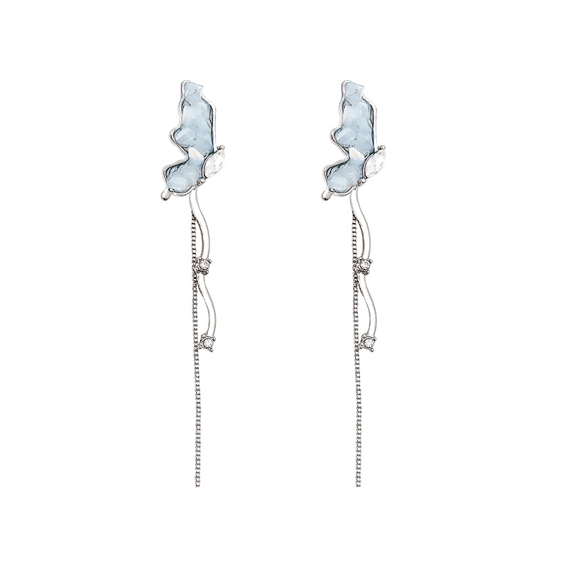 Super ethereal and dynamic crystal butterfly tassel earrings, women's light luxury and niche design sense, versatile and elegant bestseller earrings wholesale Item Picture