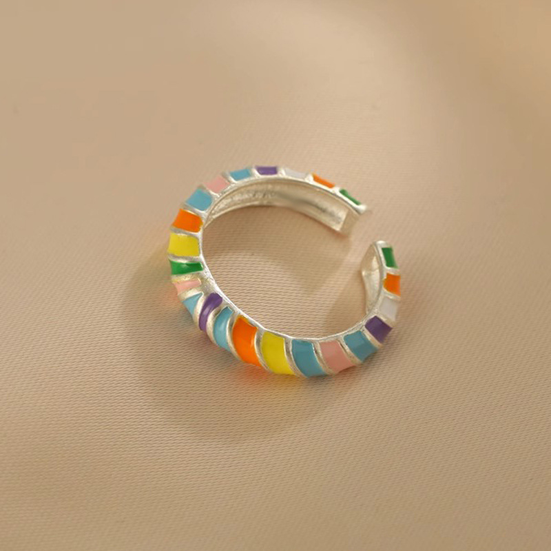 Sweet and cool retro drip glaze rainbow dopamine ring, a high-end female summer personality, sweet candy-colored open ring Application Scenario
