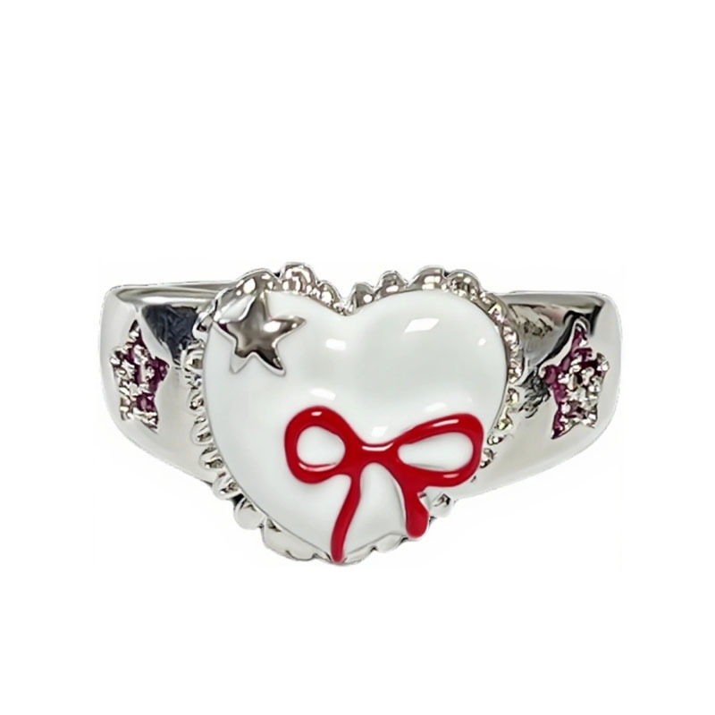 Sweet and cool girl y2k girlish heart-shaped bow open ring, a creative Mickey ring with a childlike atmosphere Item Picture