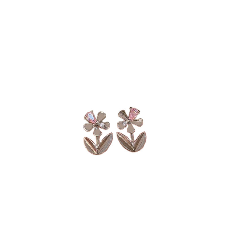 s925 Sweet and Cool Style Zircon flower stud earrings for women, with a niche design sense, light luxury, small and high-end feel, versatile new earrings Item Picture