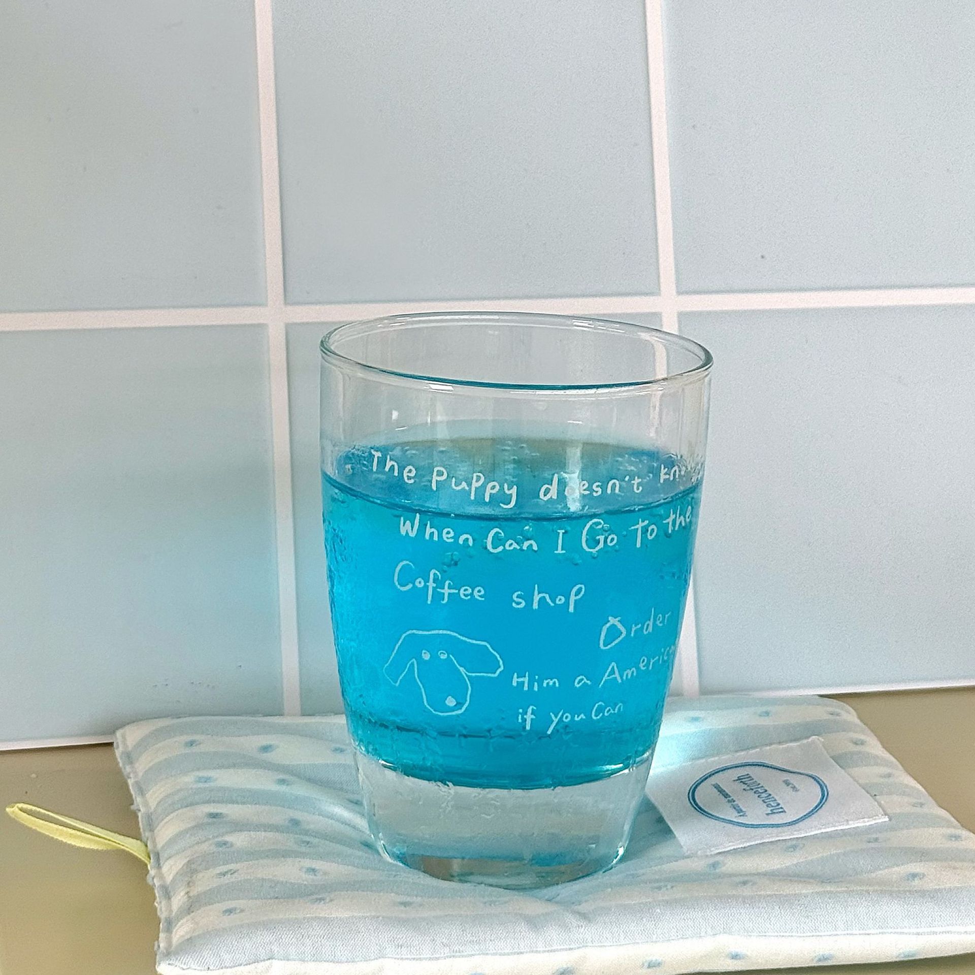 Boli Mei self-made Korean InS-style thick-bottomed glass cups, heat-resistant cups, coffee cups, household breakfast cups and water cups details Picture