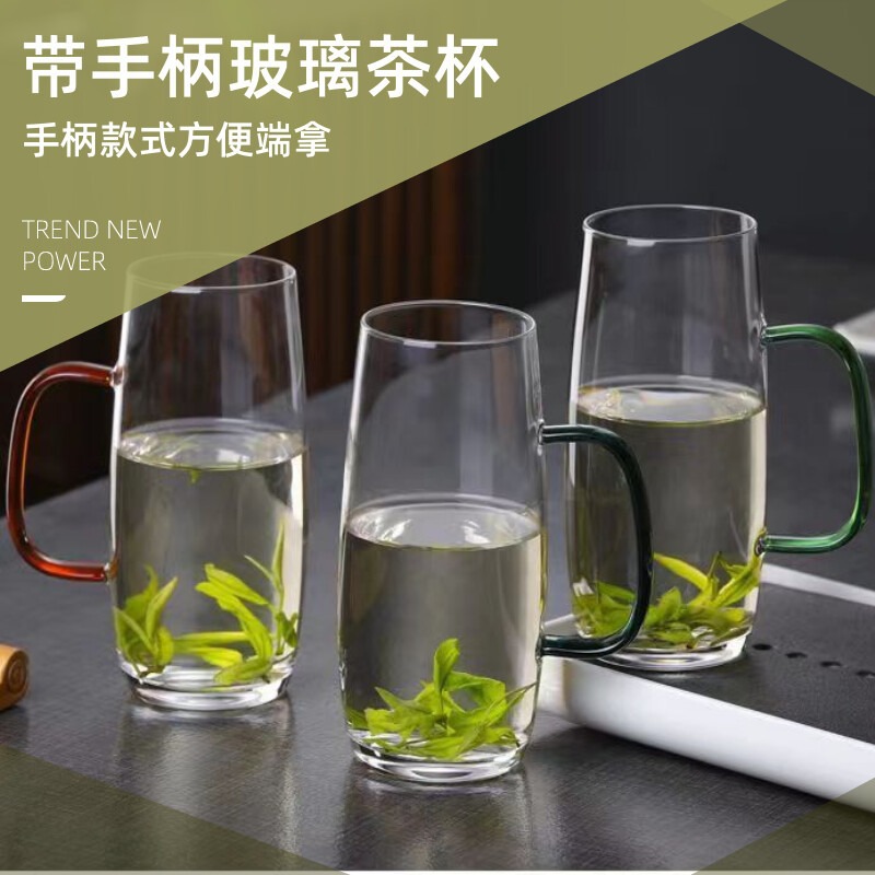 High borosilicate heat-resistant glass tea brewing cups, colored green tea cups, Monkey King thickened flower brewing tea cups, household and office water cups full figure