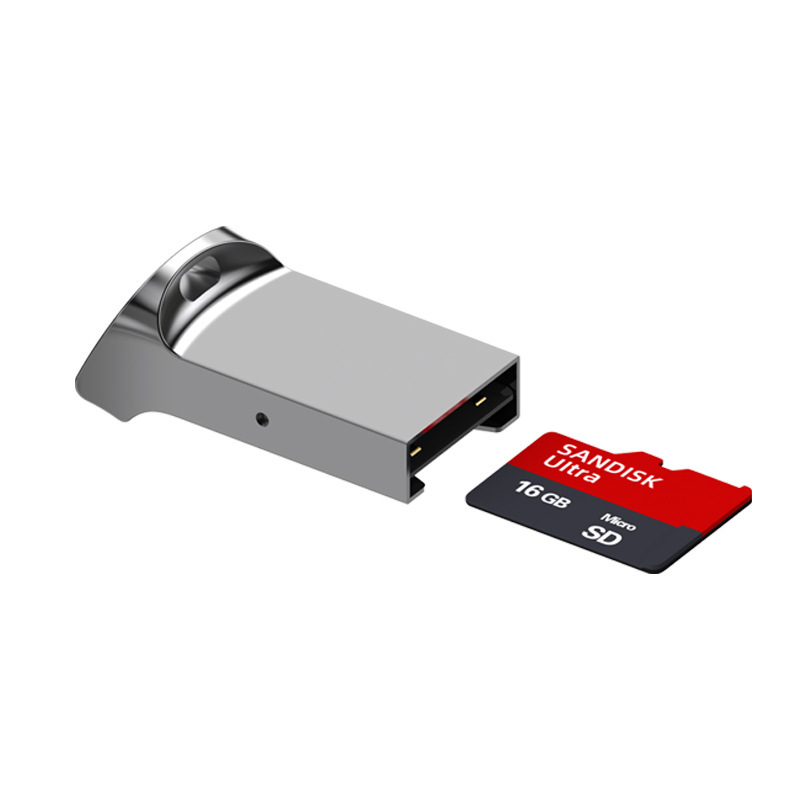 USB2.0 Mini Portable zinc alloy high-speed card reader, TF card, mobile phone MicroSD memory card converter details Picture