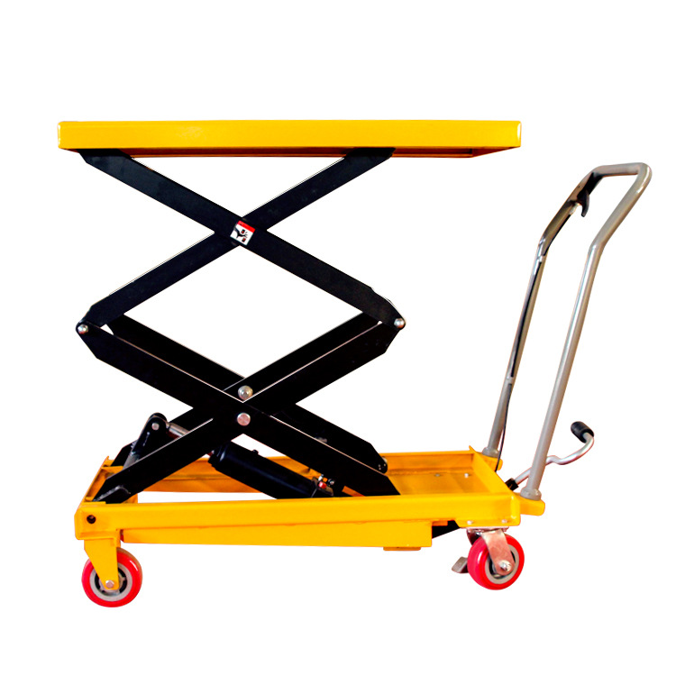 Manual hydraulic lifting platform trolley, manual logistics handling platform trolley, mobile scissor folding trolley Item Picture