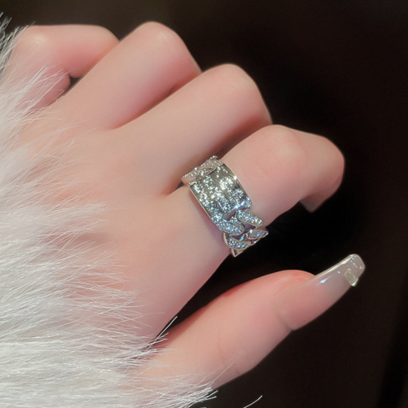 Korean retro design Instagram cold style open ring for women, a niche, light luxury and high-end index finger ring, trendy and cool Specification drawing
