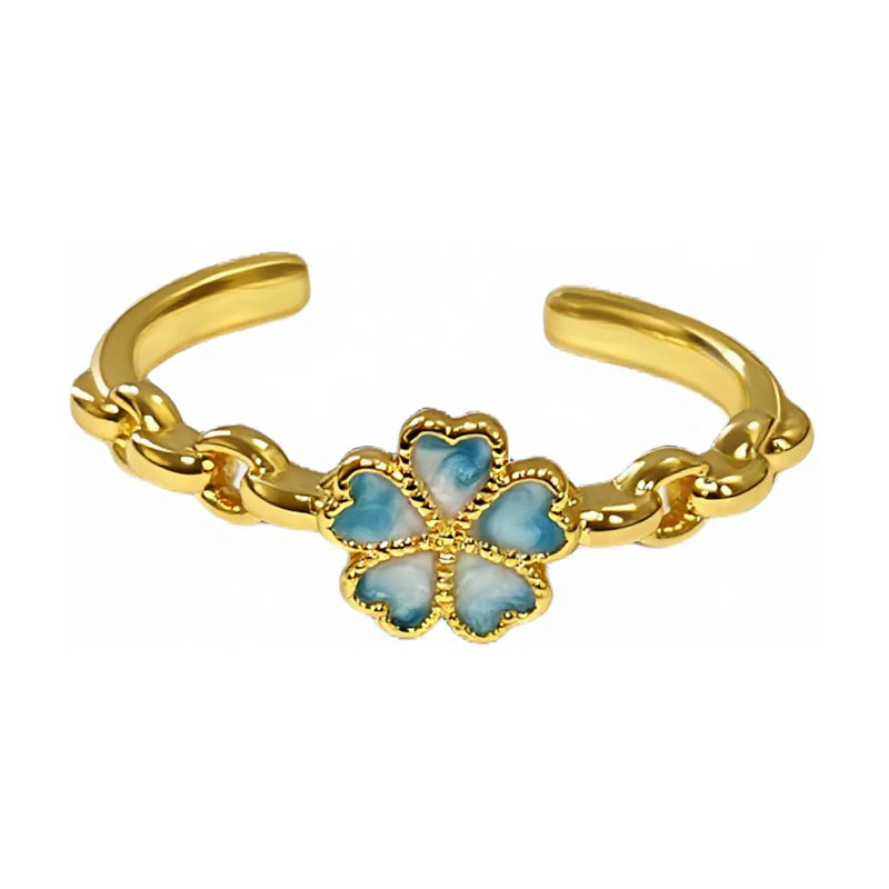 Fashionable court-style peach blossom open ring, sweet and cool for women, simple brushed flowers, light luxury and high-end feel, best friend ring trend Item Picture