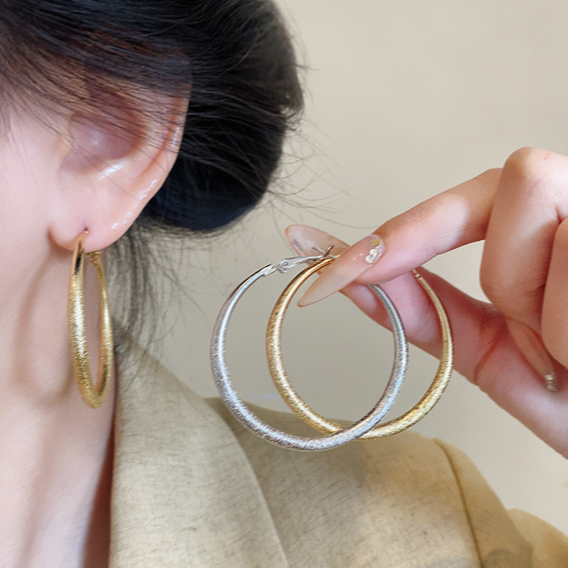 High-end matte starry sky silver ear rings, simple and elegant for women, versatile and personalized earrings and accessories wholesale Specification drawing