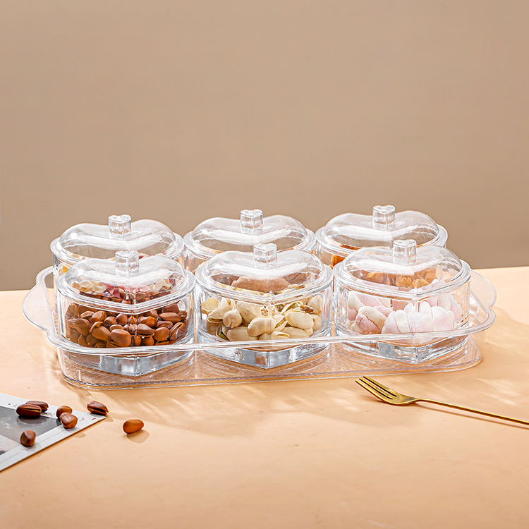 Factory direct sales of glass fruit plates, transparent bowls, home living room tea and snack plates, snack trays, light luxury snack plates details Picture