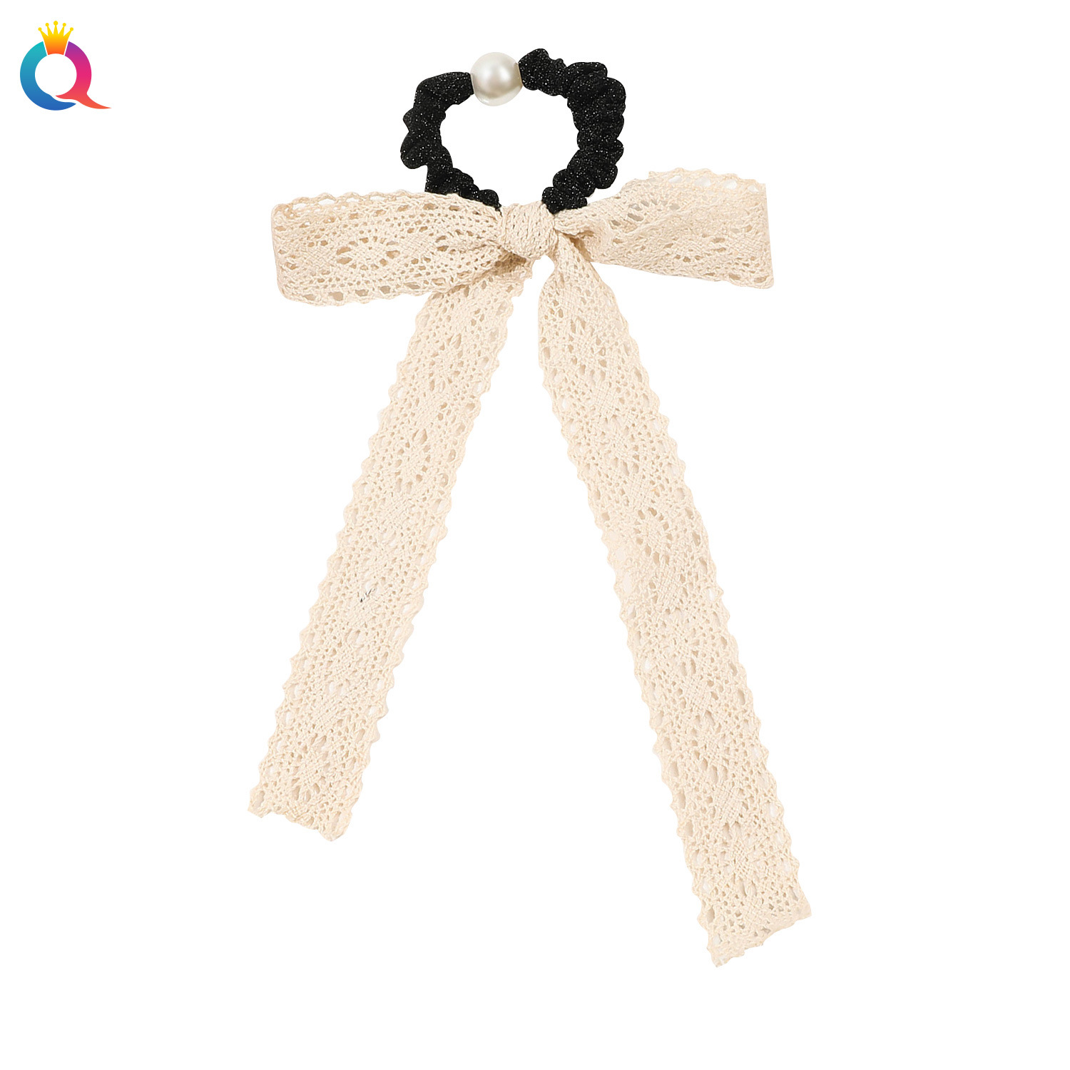 Qiyue Bow hair band, lace ribbon, Large Intestine hair band, sweet High elasticity pearl leather band, hair tie and hair accessory wholesale Item Picture