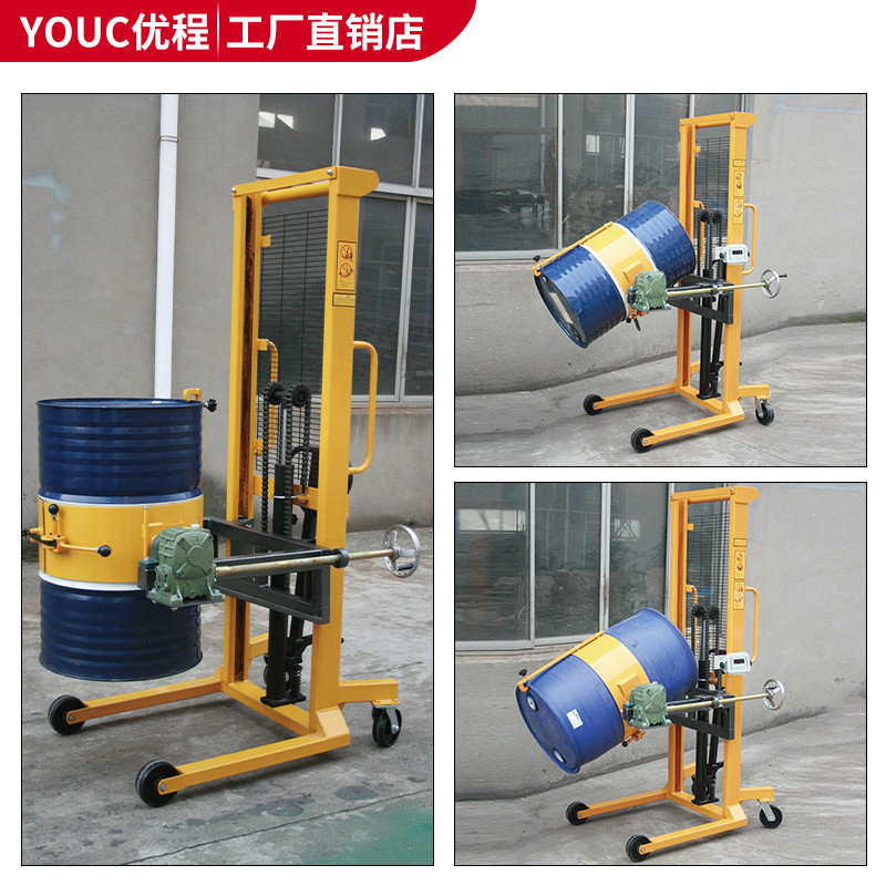 Hongxin forklift oil drum lifting and unloading vehicle, round drum loading and unloading vehicle, iron drum and plastic drum handling vehicle, weighing hydraulic forklift Application Scenario