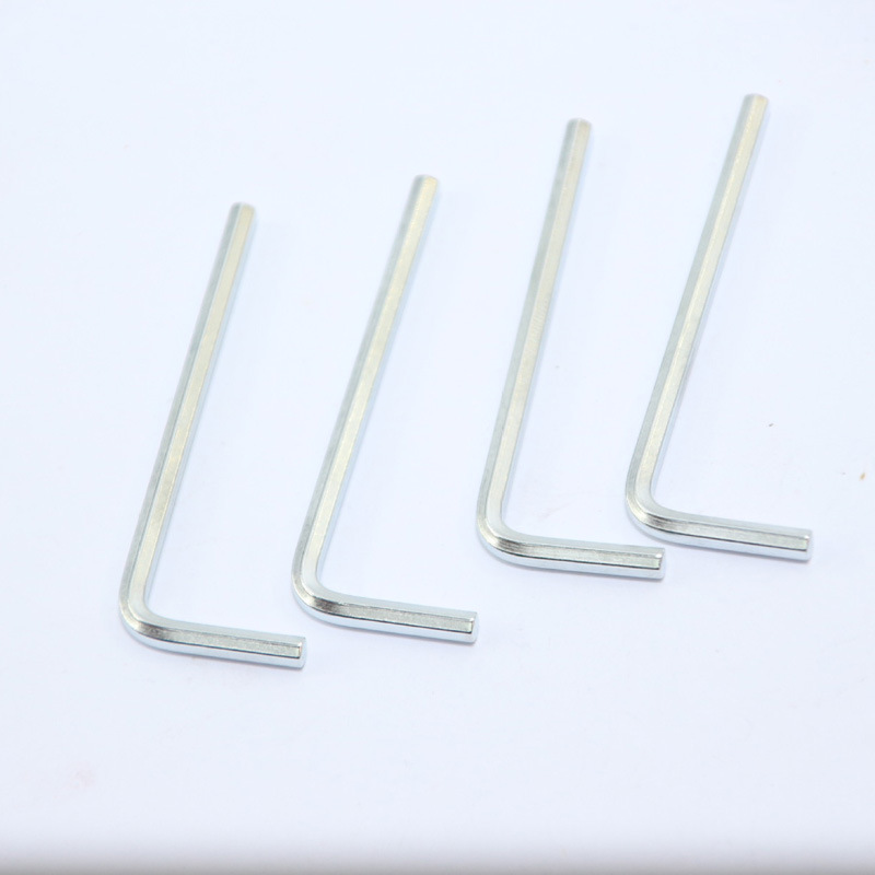 Hexagon wrench, made of iron, stainless steel and other materials, is a hardware tool accessory with a flat head and L-shaped hex socket wrench Specification drawing