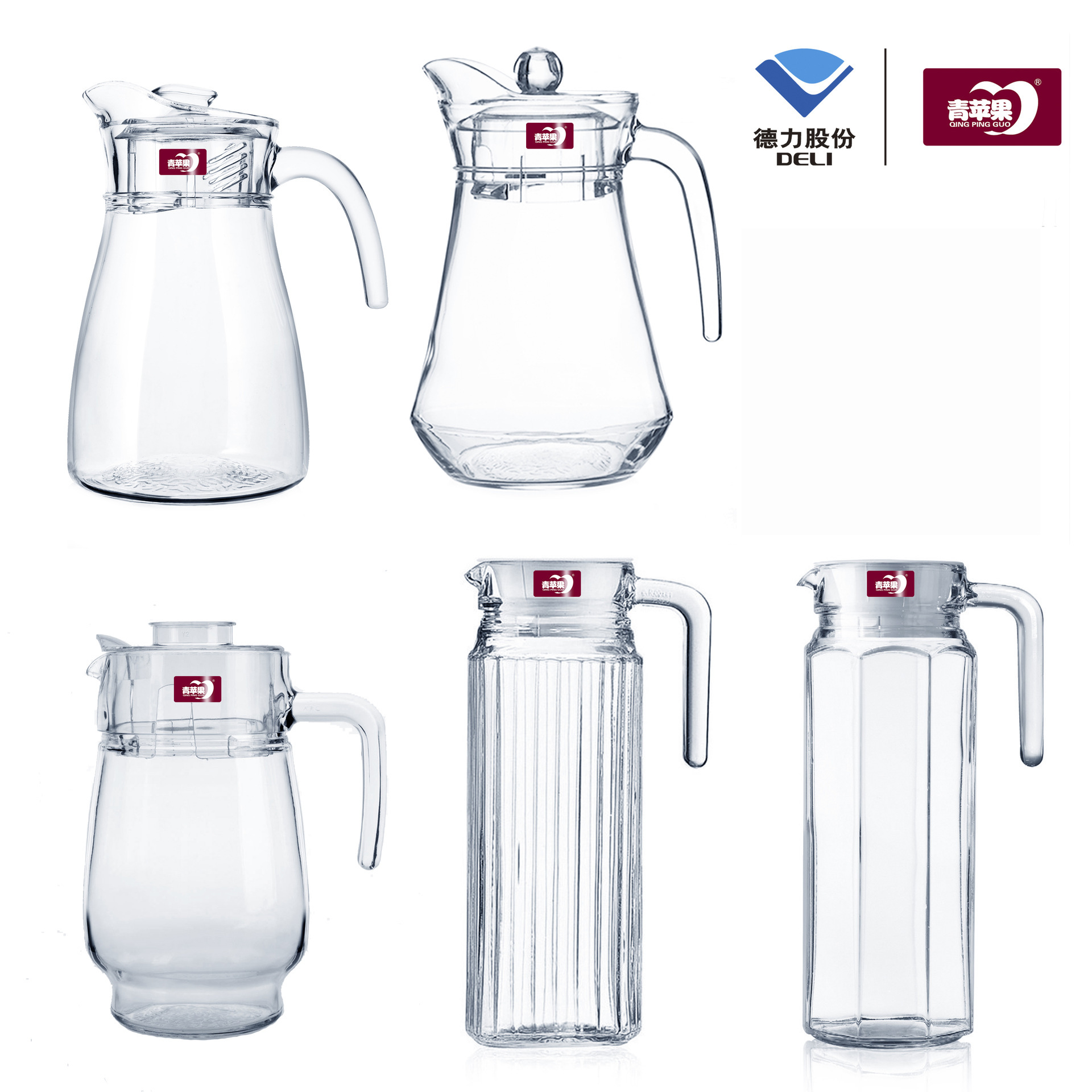 Wholesale of Lemeiya heat-resistant glass cold water kettles, green apple thickened juice kettles, flower teapots with logo printing details Picture