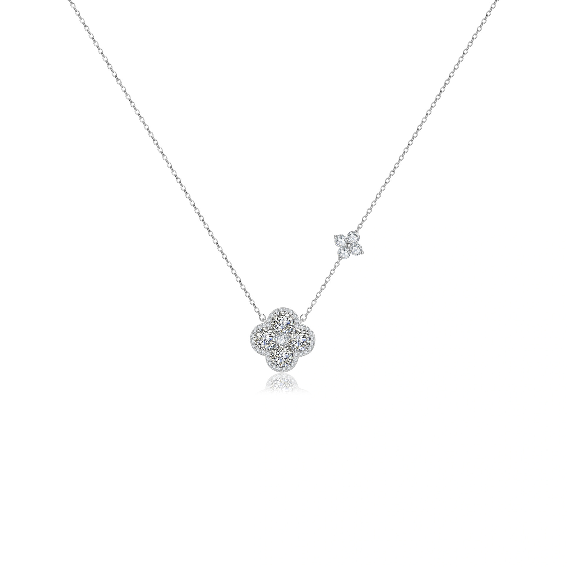Korean full-diamond lucky four-leaf flower necklace for women, a light luxury and high-end niche collarbone chain accessory necklace choker Item Picture