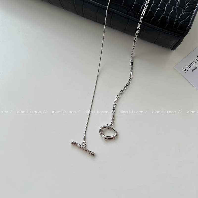 Titanium steel spliced ot buckle autumn and winter necklace for women 2023 new style collarbone chain, light luxury and niche style sweater chain Specification drawing