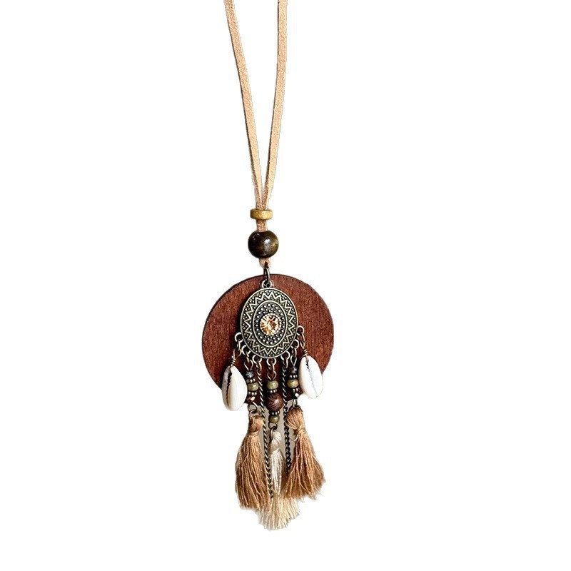 Bohemian ethnic style long tassel necklace for women's new Chinese retro neck-hanging hoodie chain, a niche design accessory Item Picture