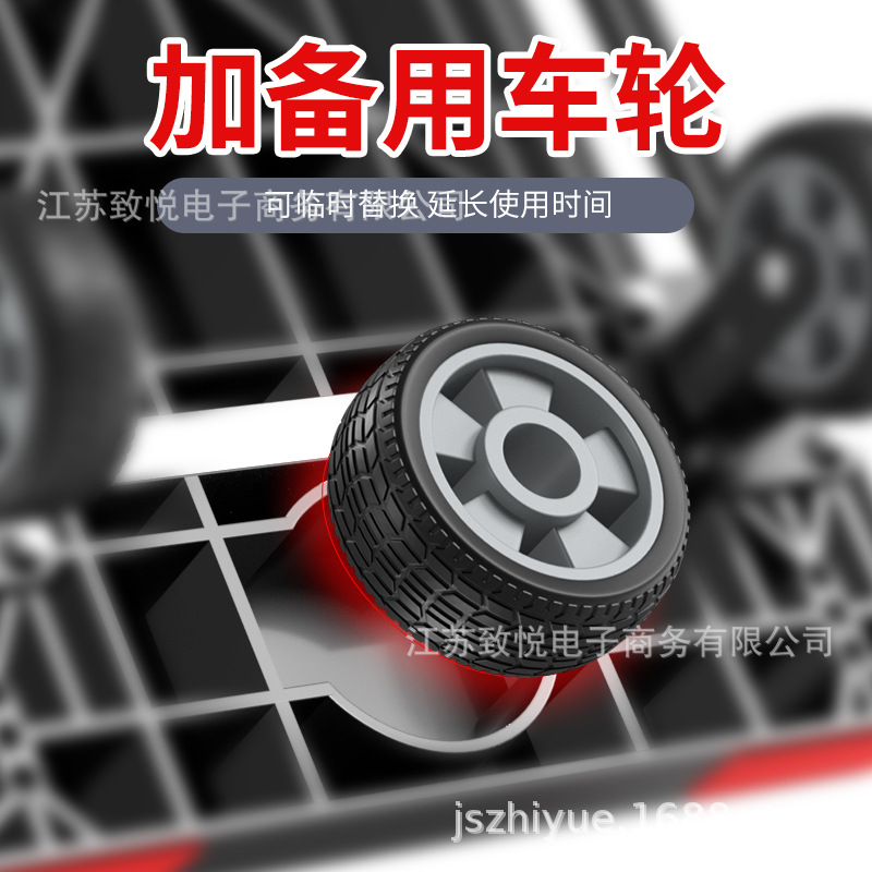 Anti-collision cargo trolley, folding handcart with spare tire, transporter, portable silent flatbed trolley, shopping cart details Picture