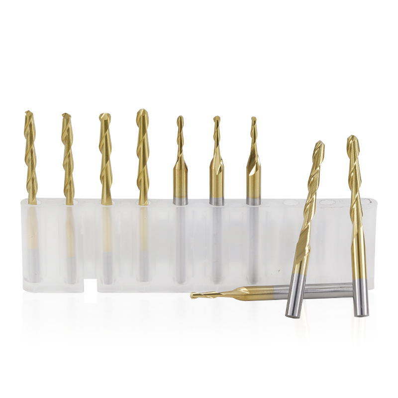 Wholesale of 3.175 helical double-edge ball-end titanium-coated milling cutters and cemented carbide helical end mills Specification drawing