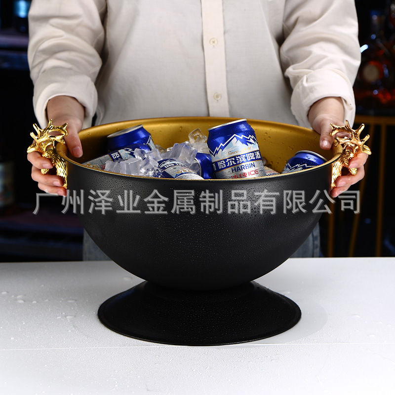 Stainless steel champagne basin, ice bucket, bar, ice cubes, chilled wine, beer, red wine, ice cubes, ice bucket, Bingzi, large size Specification drawing