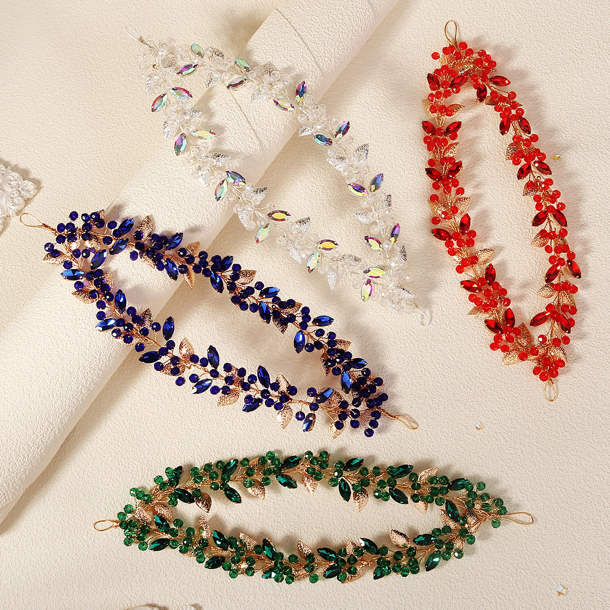 New double-layer rhinestone hair bands from Europe and America, retro vacation style, photo hair accessories, handcrafted beaded bridal hair bands for women full figure