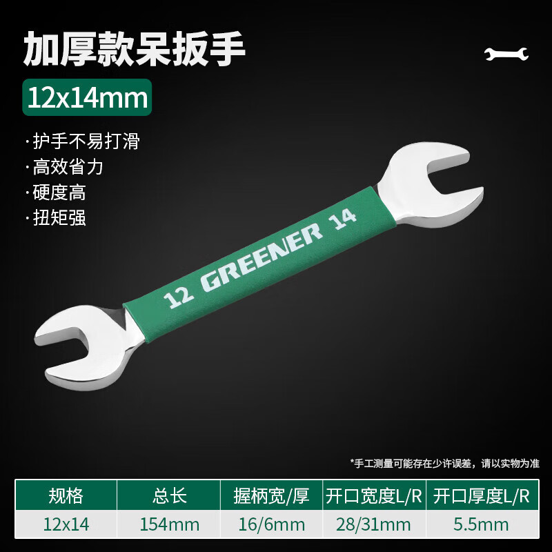 GREENER Double-head open-end wrench Plastic-coated small plate Hand fork socket wrench tool set board undefined