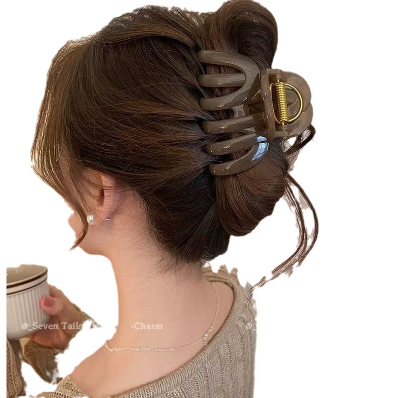 The powerful pumpkin grab clip, large hair volume, shark clip, 2024 new style, high-end feel, back of the head, updo hair clip, no Item Picture