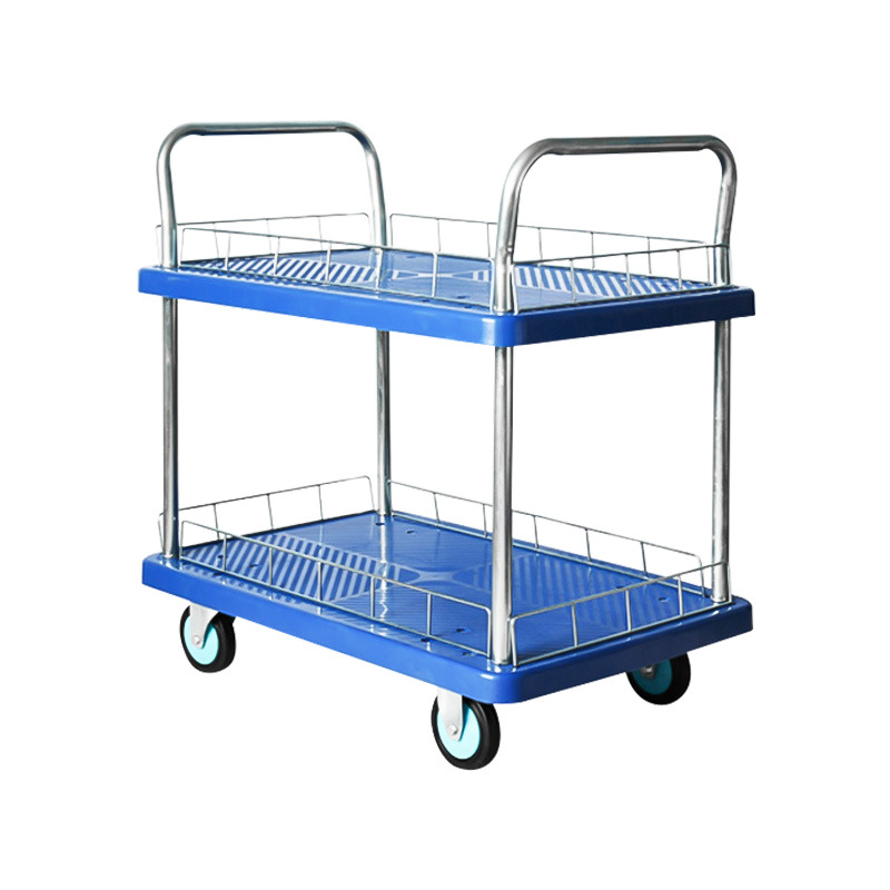 Wholesale of new double-layer silent combination mobile tool carts, fence carts, handling carts, and small cargo carts Item Picture