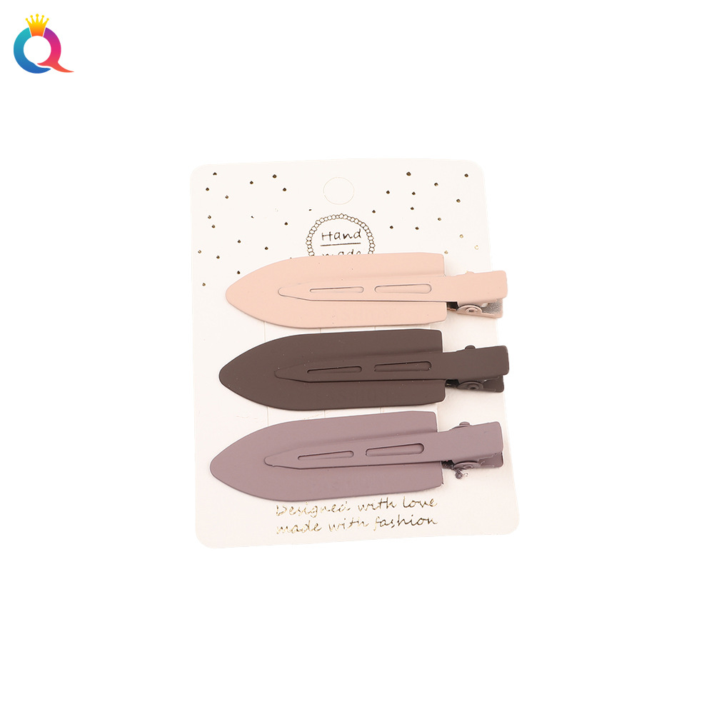 Qiyue Cross-border coffee-colored duckbill clips, simple bangs clips, high-end hair clips, women's hair accessories, and head accessories wholesale Item Picture