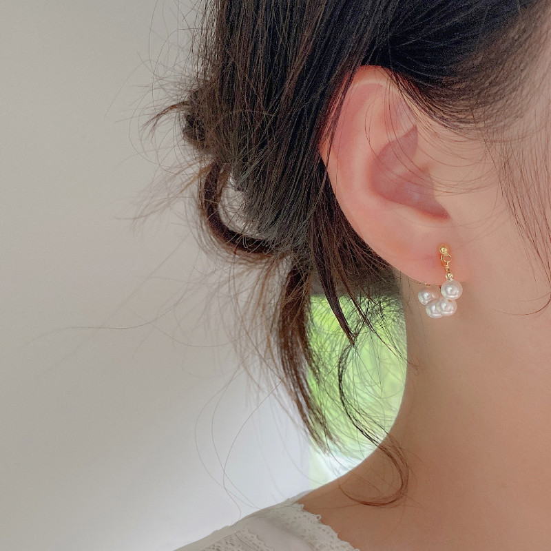 French tassel pearl earrings, a high-end, light luxury and niche style for women, stud earrings with a sense of design, and silver needle earrings full figure