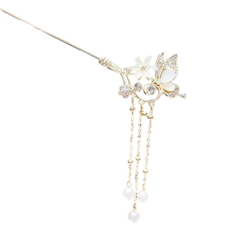 Bu Yao ancient-style Hanfu hairpins, female horse face skirt headwear, cat's eye stone butterfly hairpins, new Chinese-style high-end hair accessories Item Picture