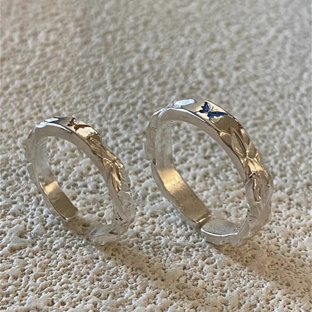 Enamel butterfly ring for women, 925 sterling silver, light luxury and high-end style index finger ring, niche design ring, trendy couple rings Specification drawing