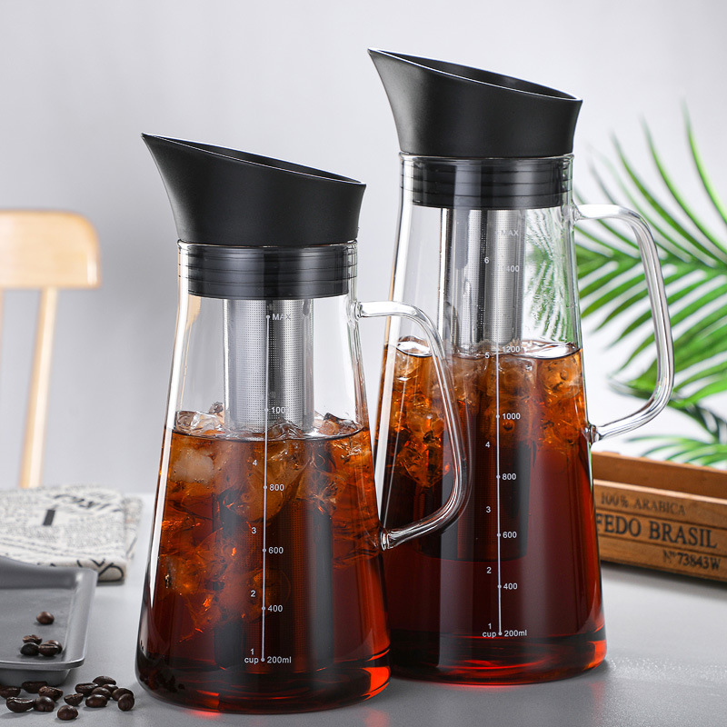Wholesale of high borosilicate glass cold brew coffee kettles, glass coffee kettles, cold brew ice drip coffee kettles, and high-temperature resistant brewing kettles details Picture